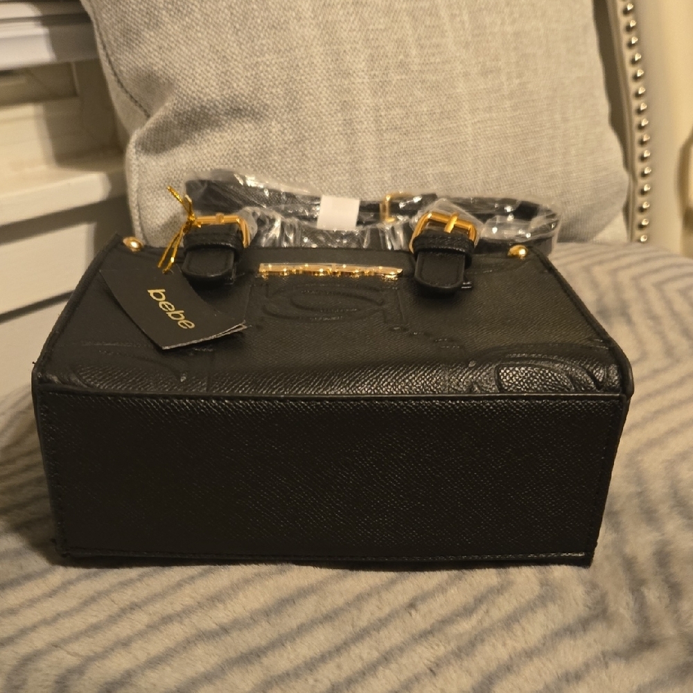 Bebe Black Satchel with Gold Accents đź–¤ NEW - Picture 6 of 9